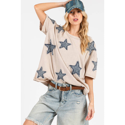Frayed Denim Star Tee