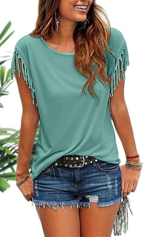 Tassel Sleeve Tee - Green