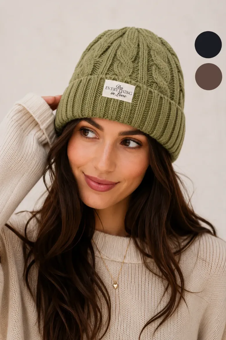 Pine Apparel - CABLE KNIT BEANIE - Brown