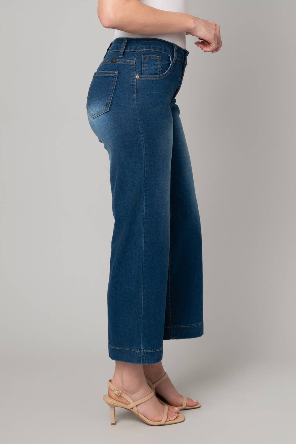 Mid Rise Stretch Wide Leg