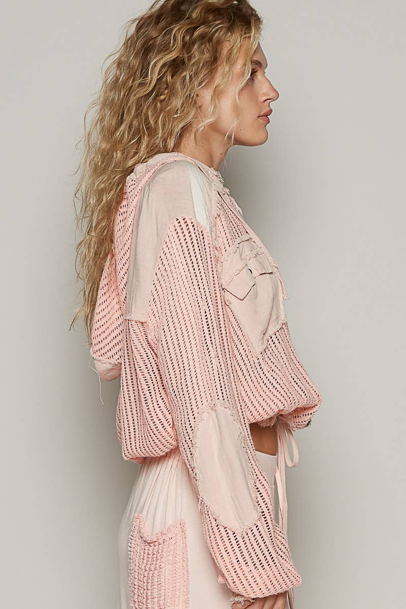 Peach Crochet Hoodie