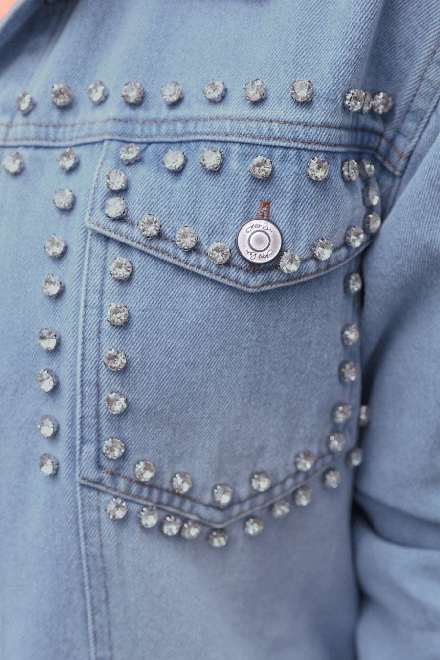 Stella Rhinestone Light Denim Jacket