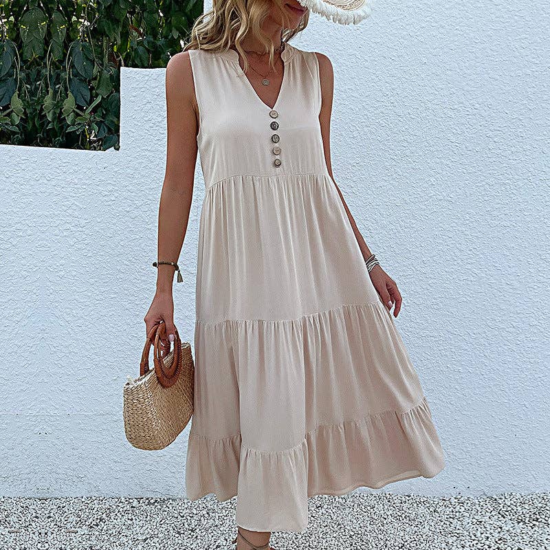 Cream Tiered Dress