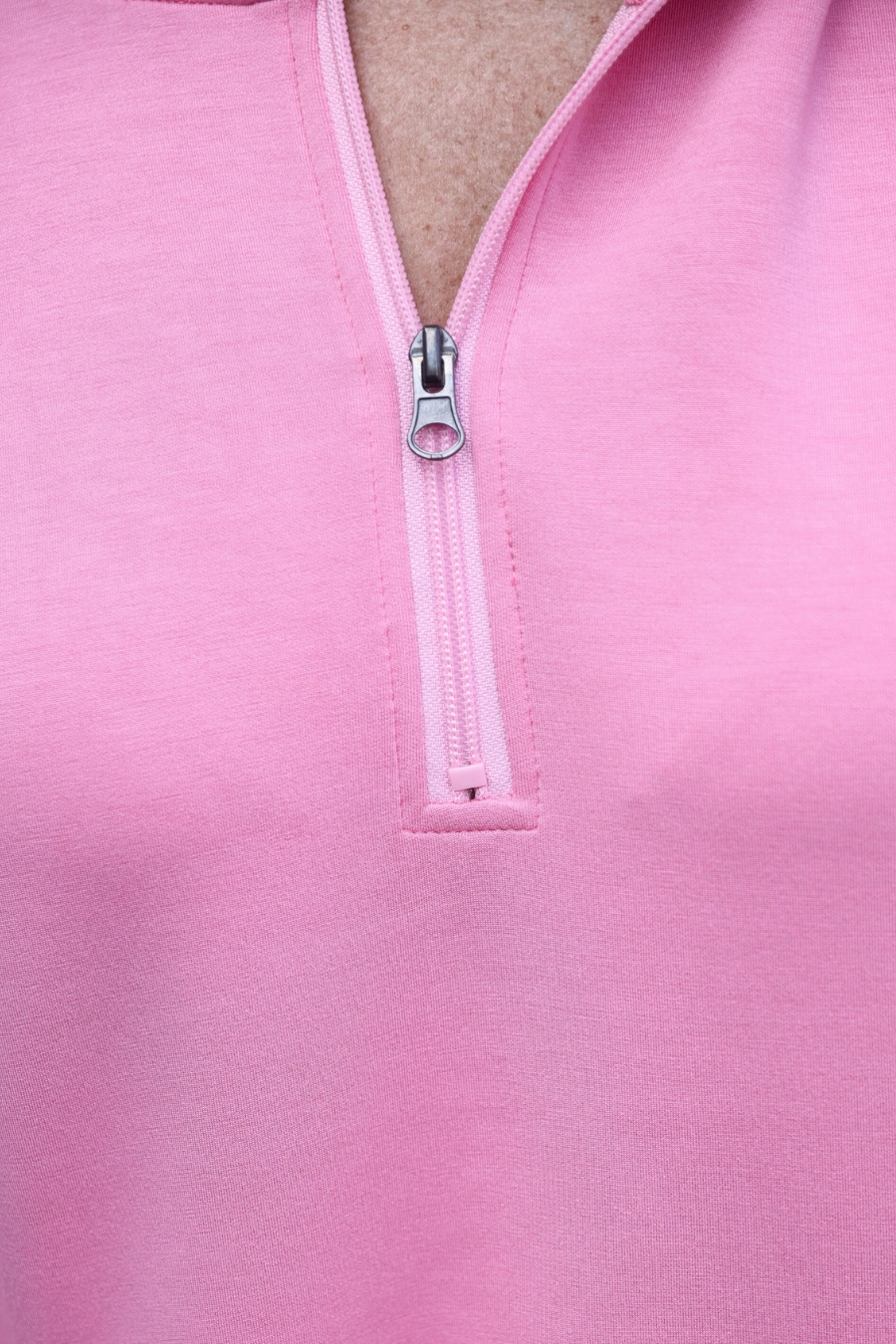 Light Pink Hooded Quarter Zip Pullover