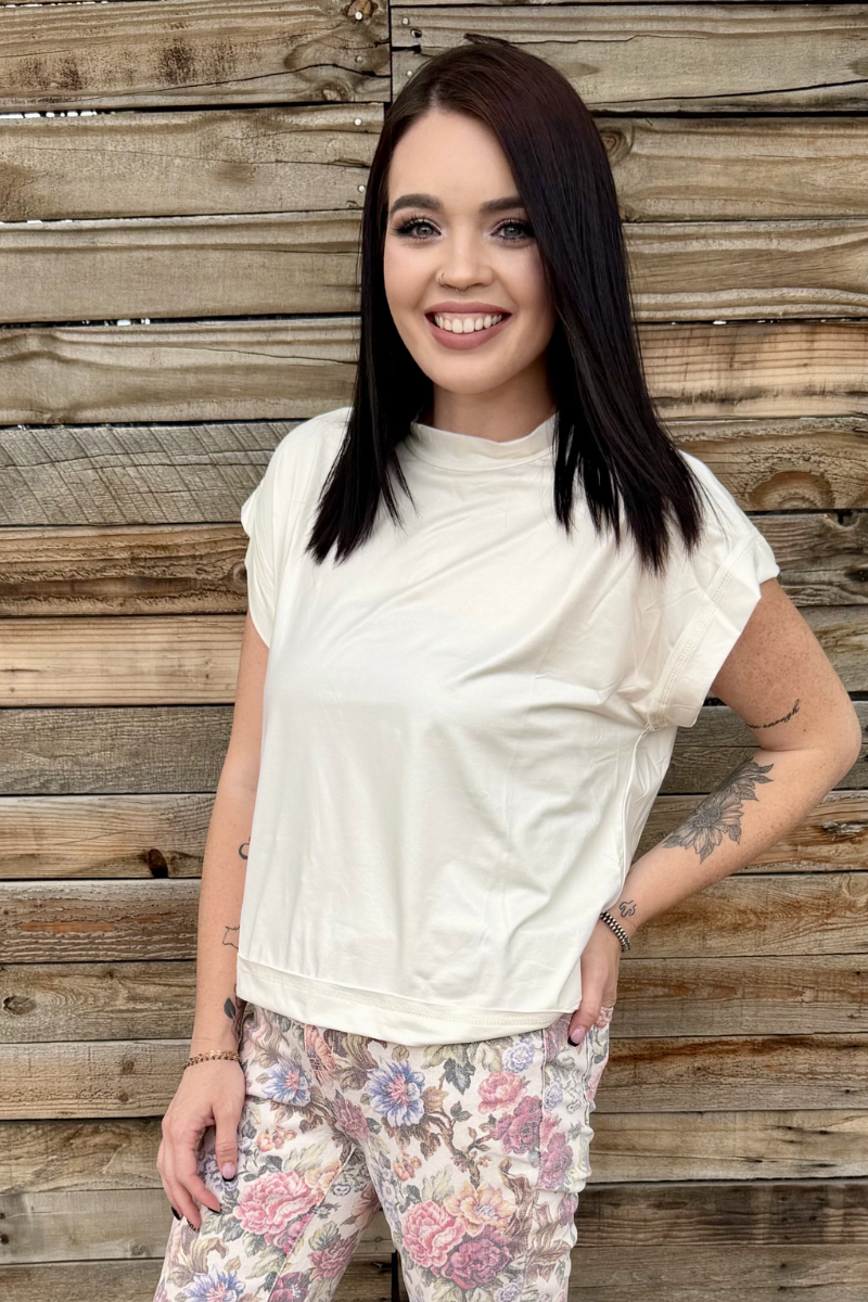 Cream Stretchy Tee