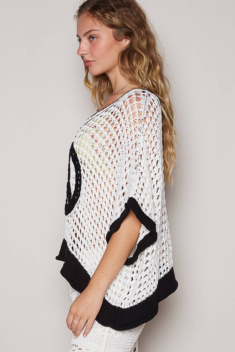 POL Peace Crochet Top