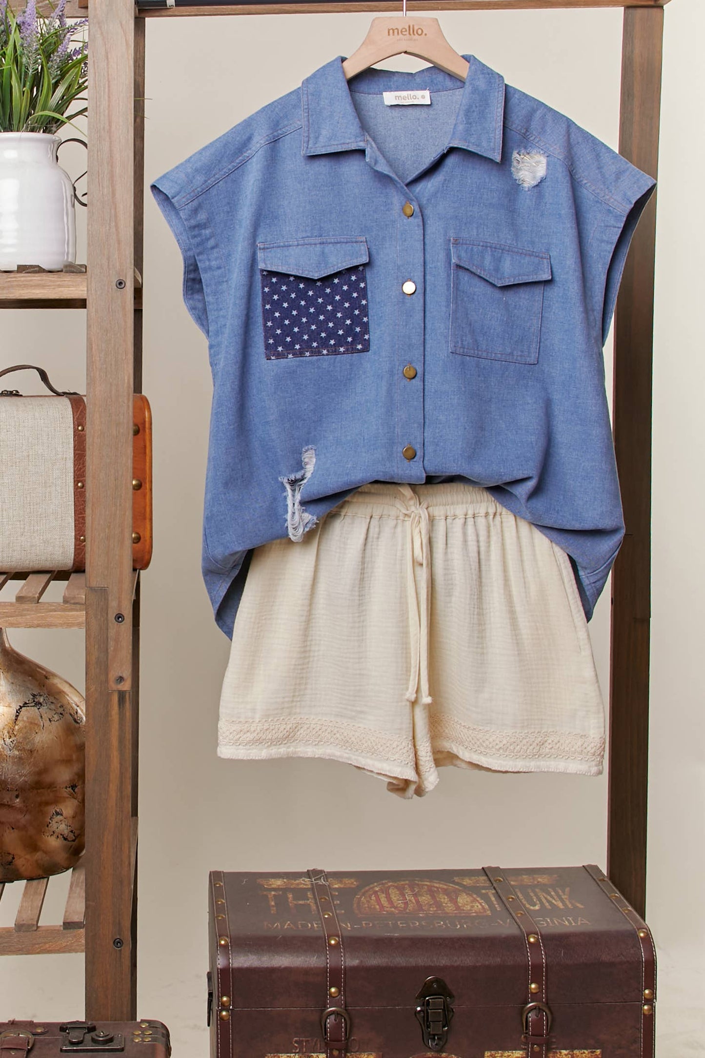 American Flag Denim Vest - Style Junkie Boutique