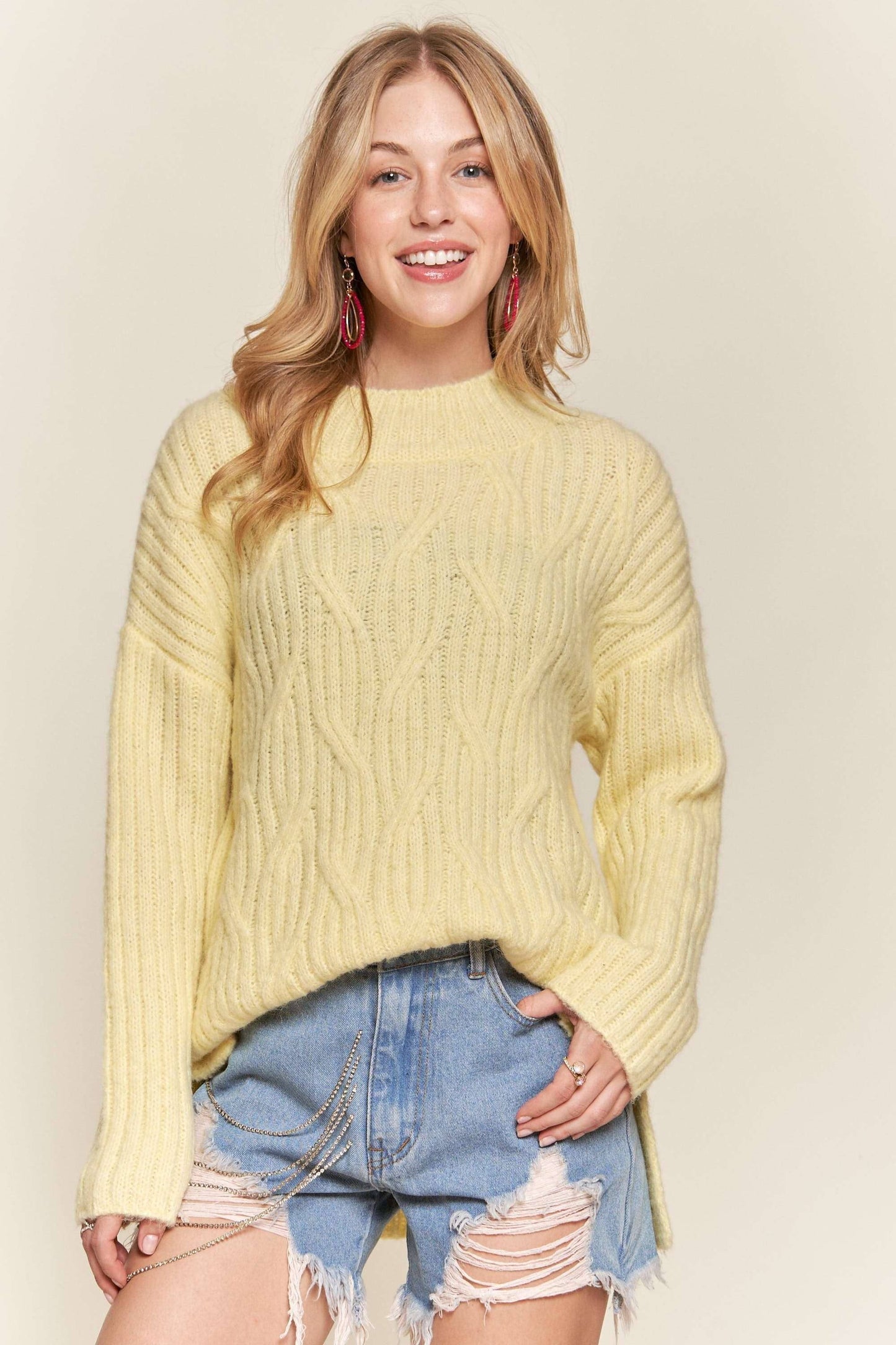 Yellow Cable Knit Sweater