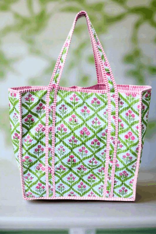 Pink & Green Floral Tote