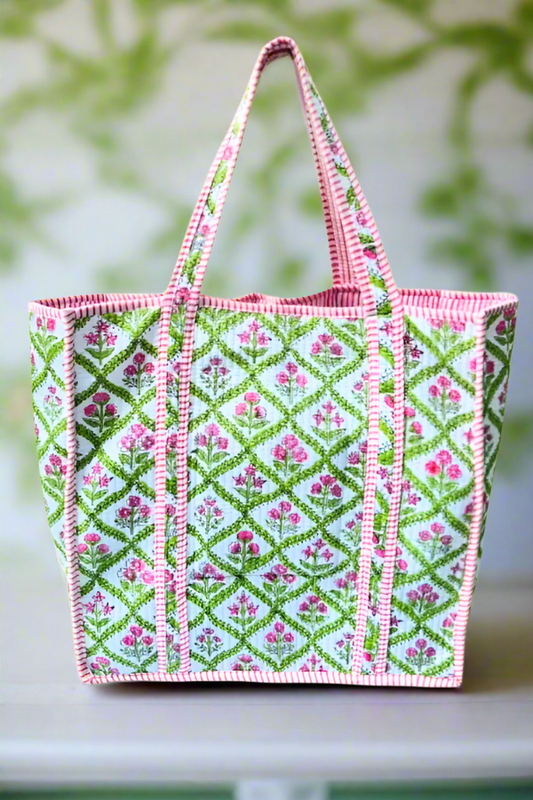 Pink & Green Floral Tote