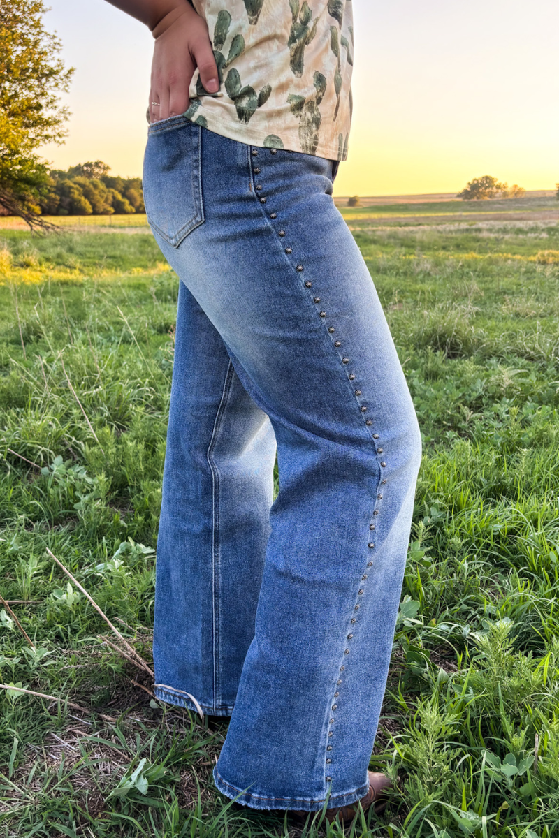 Studded Wide Leg Denim