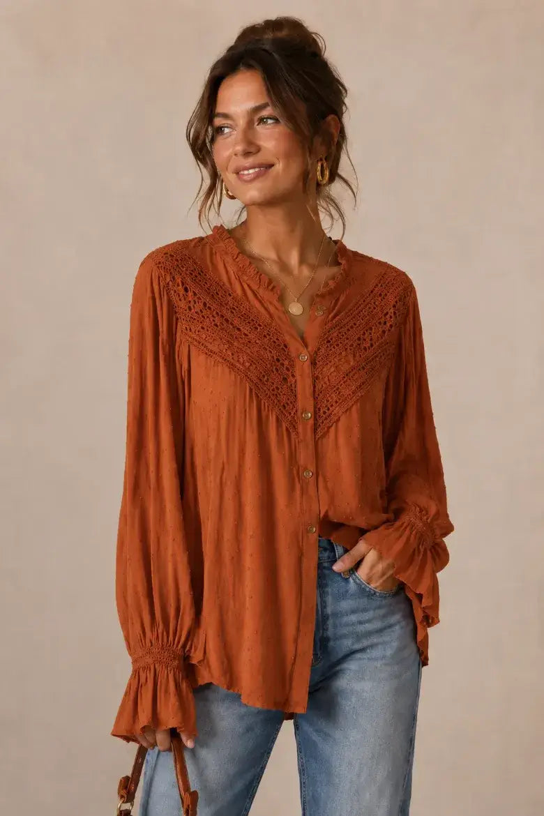 Rust Swiss Dot Blouse