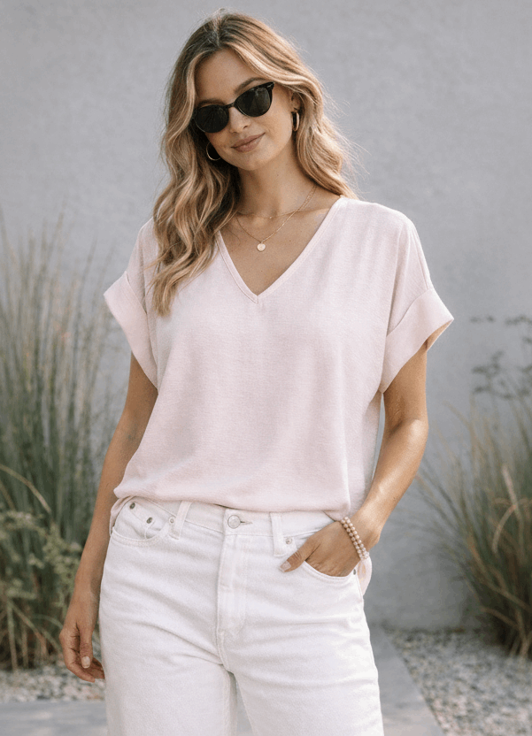 Matte Air Flow V-Neck Pink - Style Junkie Boutique 