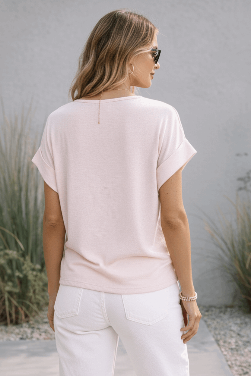 Matte Air Flow V-Neck Pink - Style Junkie Boutique 