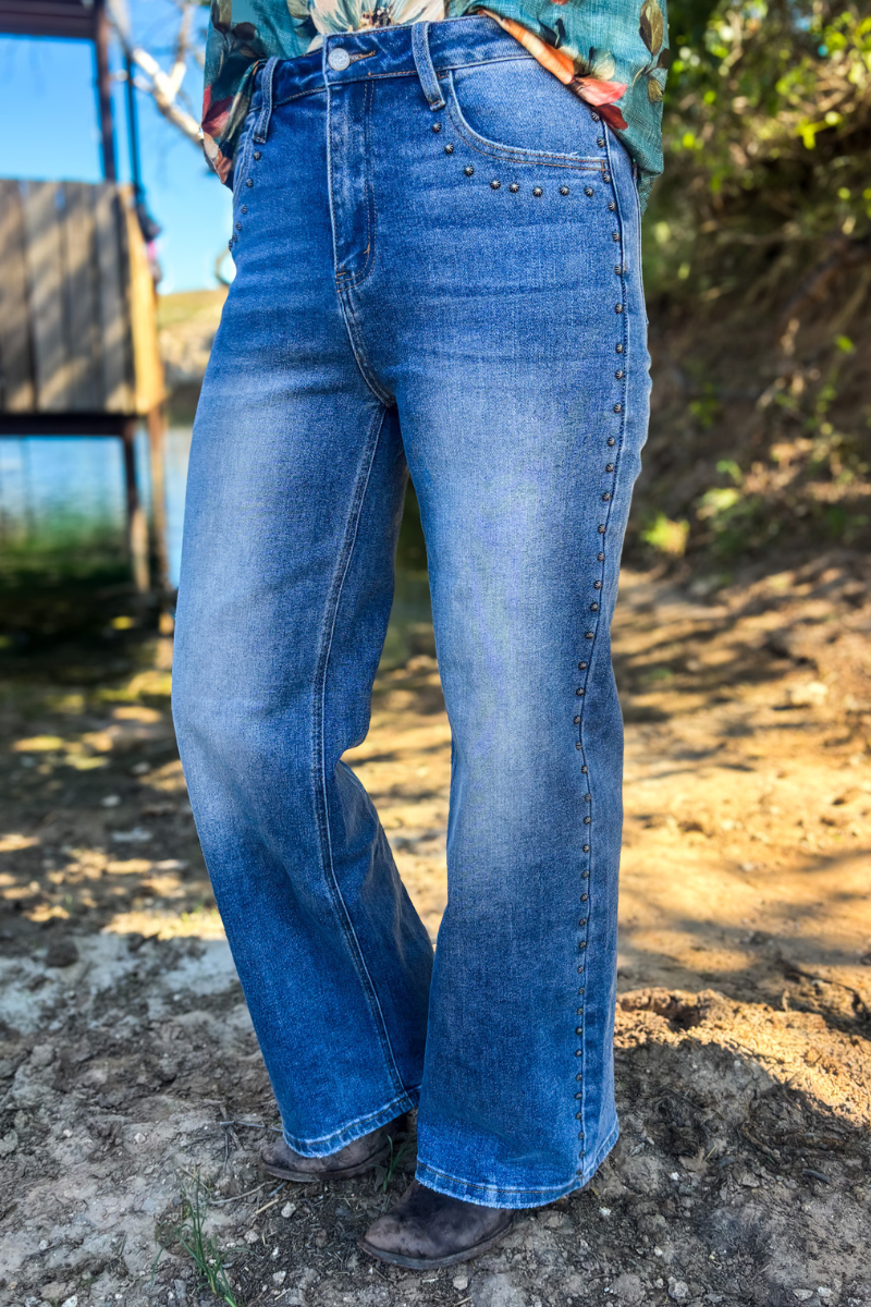 Studded Wide Leg Denim