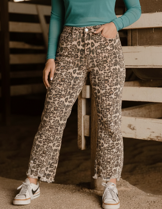 Leopard Distressed Jeans