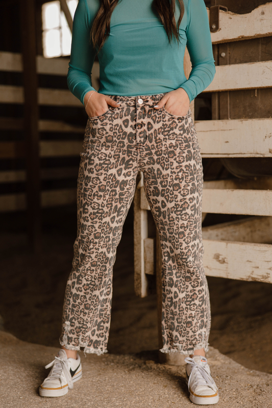 Leopard Distressed Jeans
