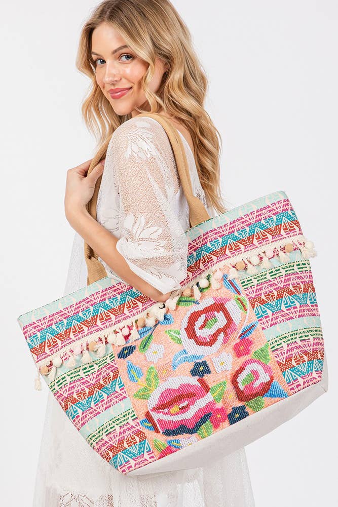 Boho Floral Tote