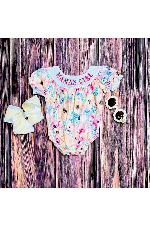 luluclothes - Embroidered "MAMA'S GIRL" multicolor baby romper DLH2418 - 3/6MONTHS