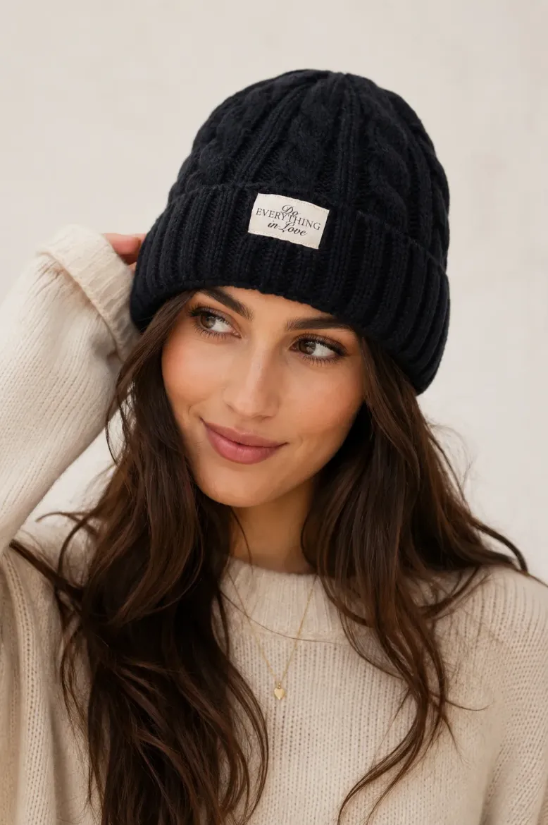 Pine Apparel - CABLE KNIT BEANIE - Black