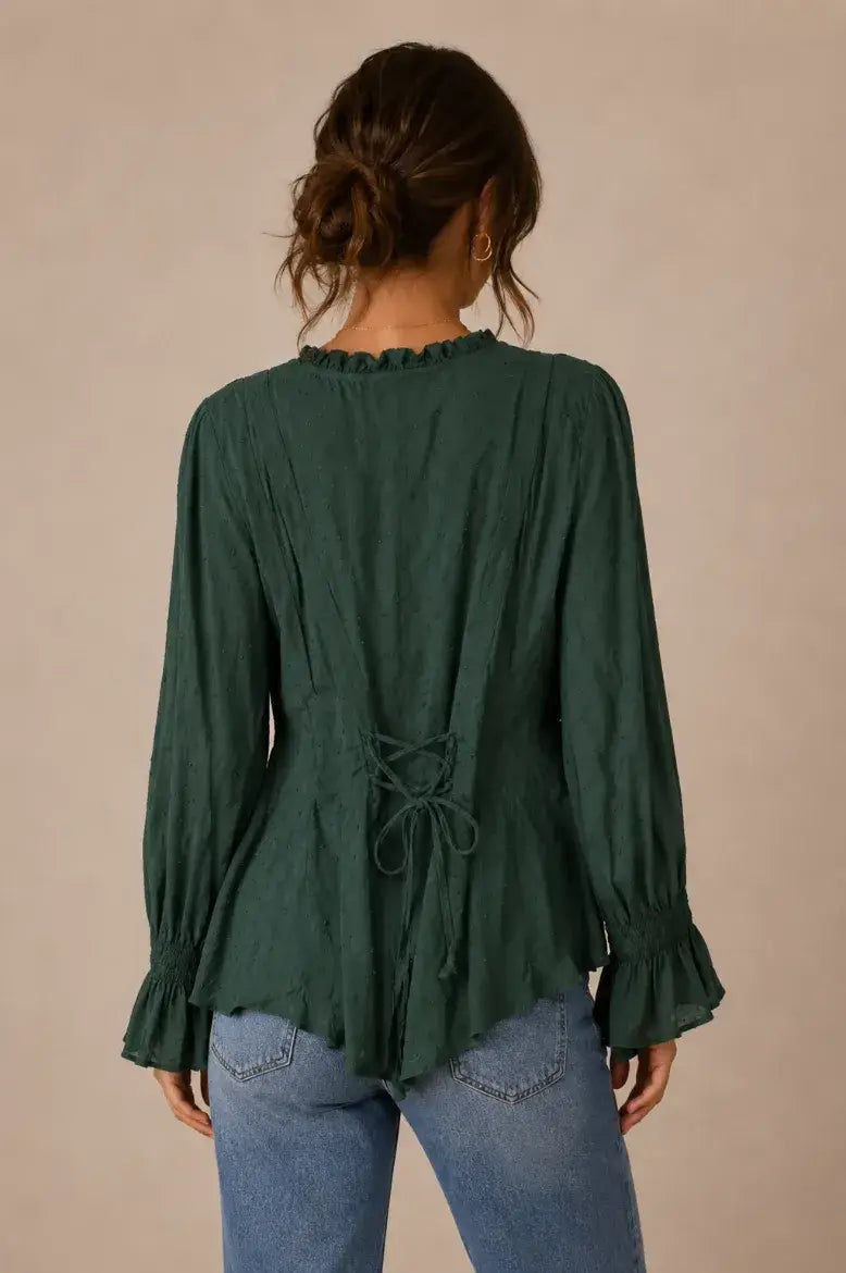 Forest Swiss Dot Blouse