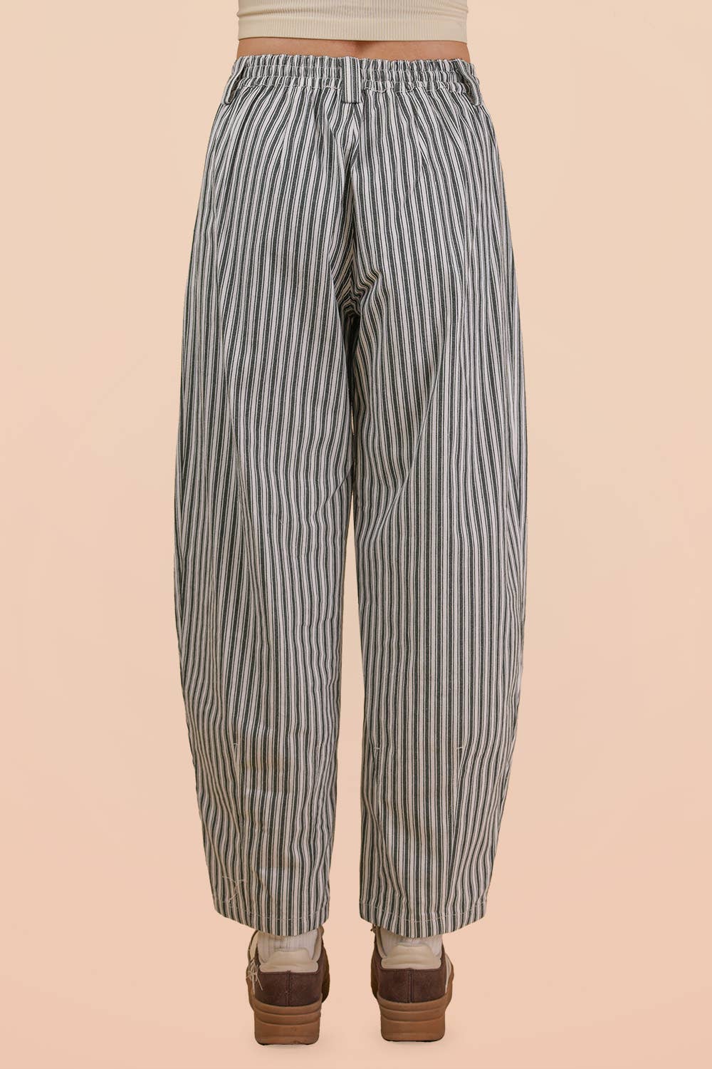 Navy Striped Barrel Denim Pants