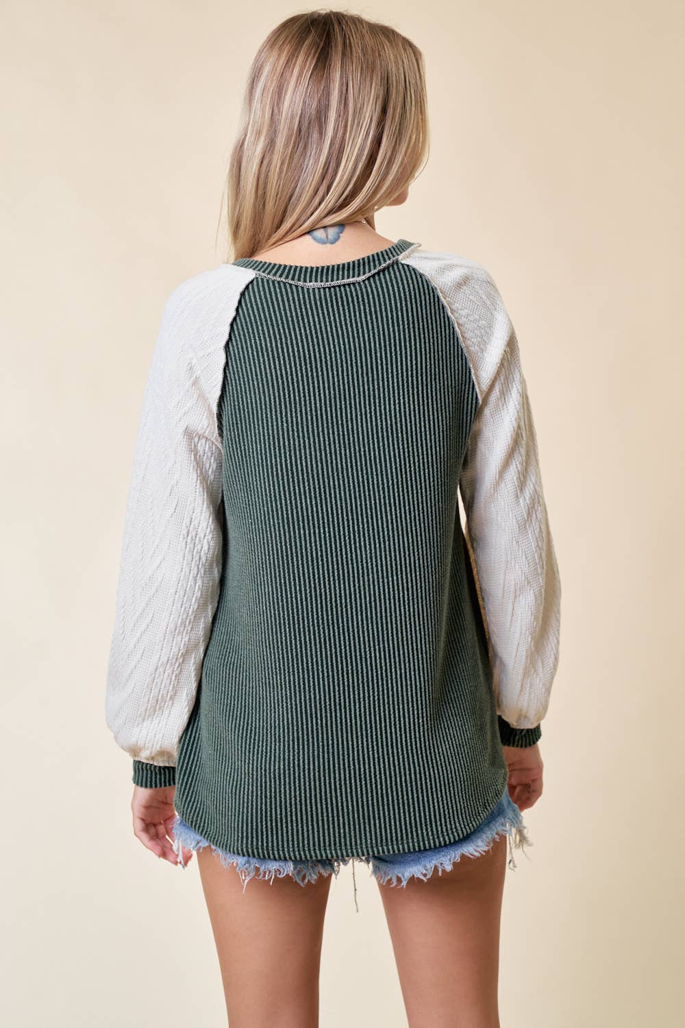 Olive Raglan Top