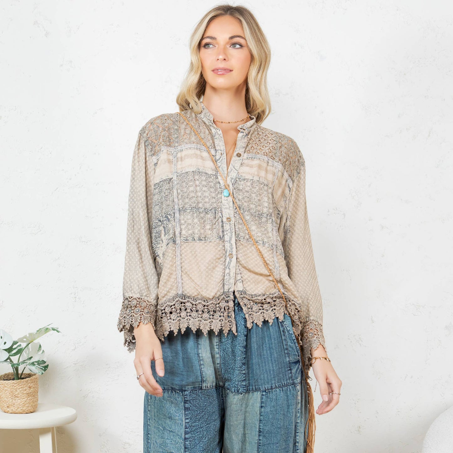 Latte Lace Patch Shacket