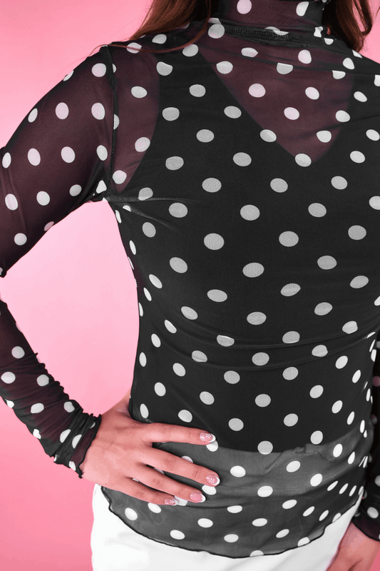 Black Polka Dot Mesh Top