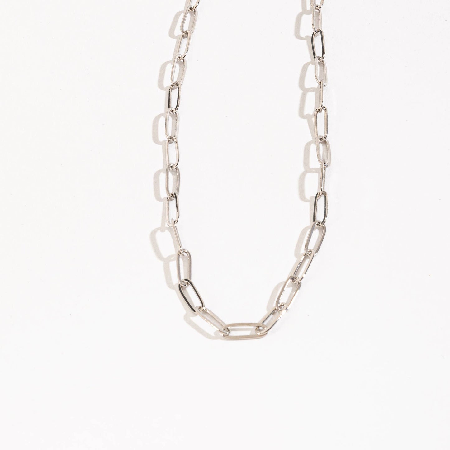 Silver 16" Paperclip Chain Necklace